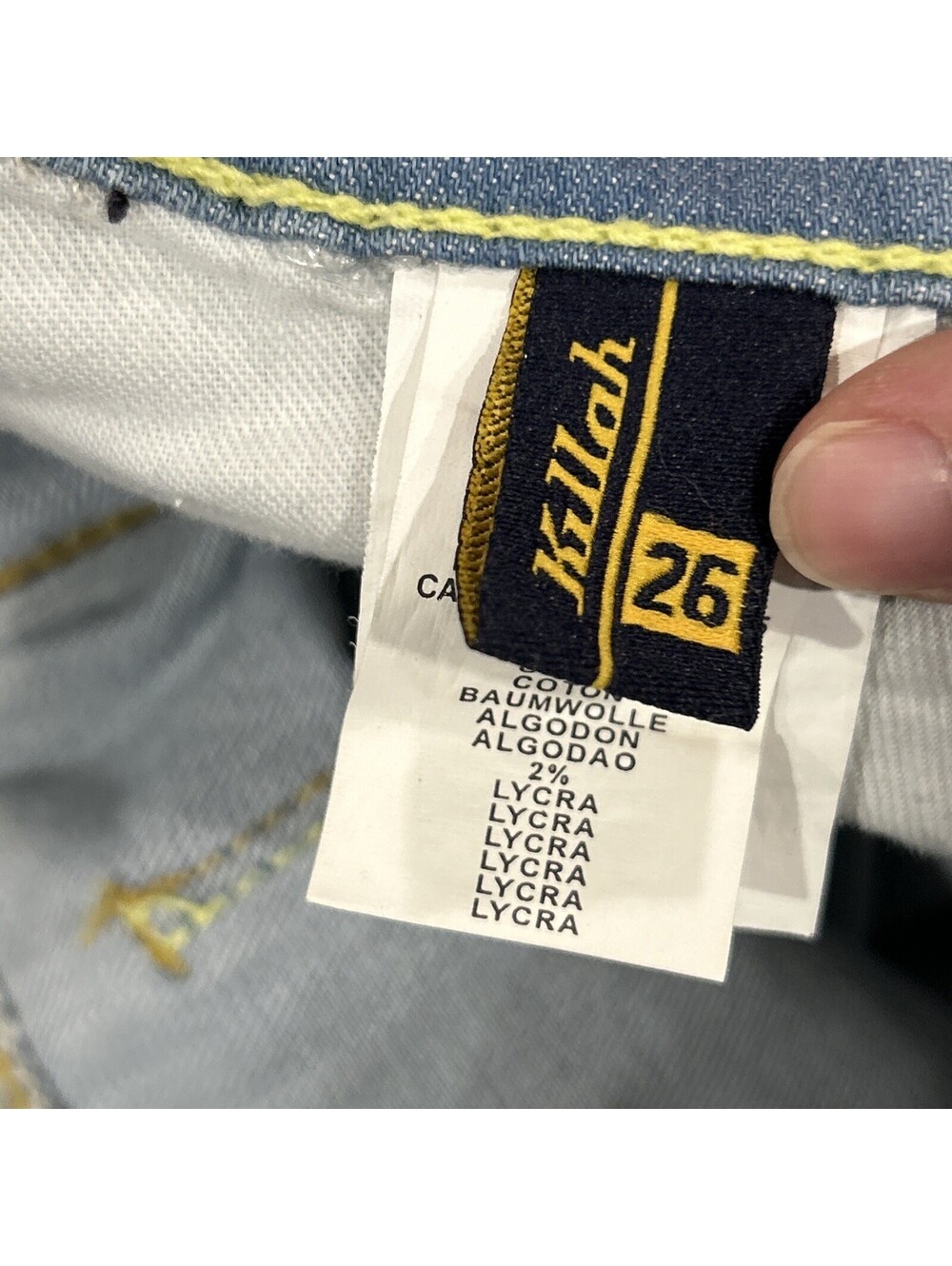 Killah Jeans Y2K Second Skin Jeans Size 26 Zipper Ankle Green Stitching - Picture 7 of 10